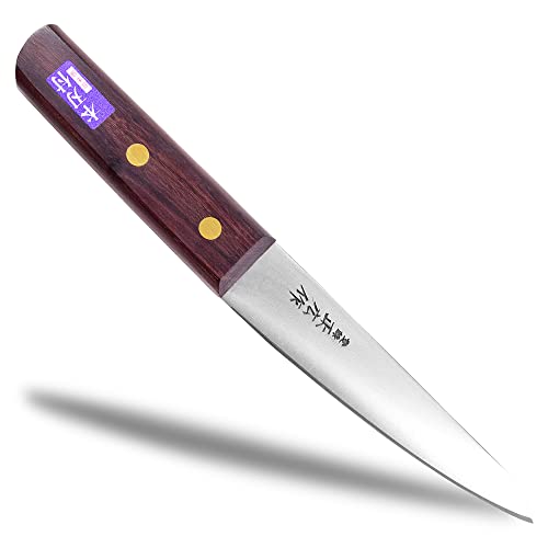 Seki Japan Masahiro Boning Knife Round Type, 150 mm (5.9 inch), honesuki Japanese Carbon Steel Rose Wood Handle