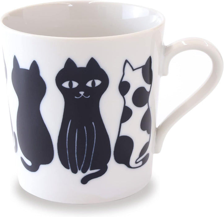 Mino Ware Mug Cup, Sitting Cats Design, Lightweight, Japanese Ceramic Mug Cup, Microwave/Dishwasher Safe, 9.1 floz