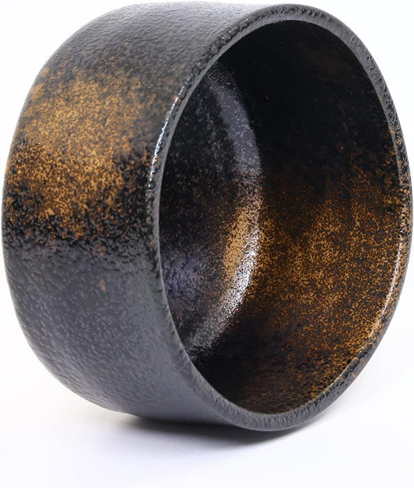 Mino Ware Japanese Matcha Bowl Kuro Sakin Gesho Black 13.6 fl oz - Matcha Tea Cup Ceremony, Authentic Pottery, Japanese Ceramic Bowl