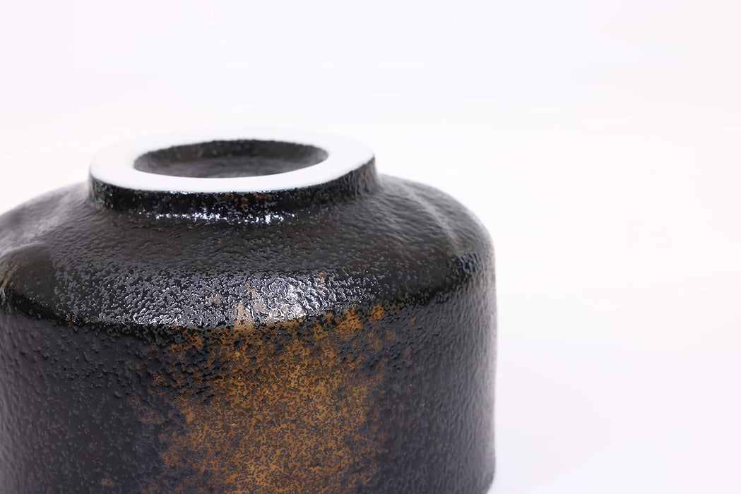 Mino Ware Japanese Matcha Bowl Kuro Sakin Gesho Black 13.6 fl oz - Matcha Tea Cup Ceremony, Authentic Pottery, Japanese Ceramic Bowl