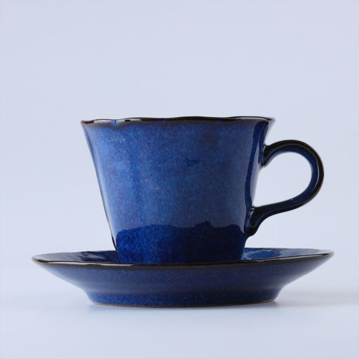 Mino Ware Ceramic Kayame Namako Cups & Saucer - 5 fl oz, 4 inch