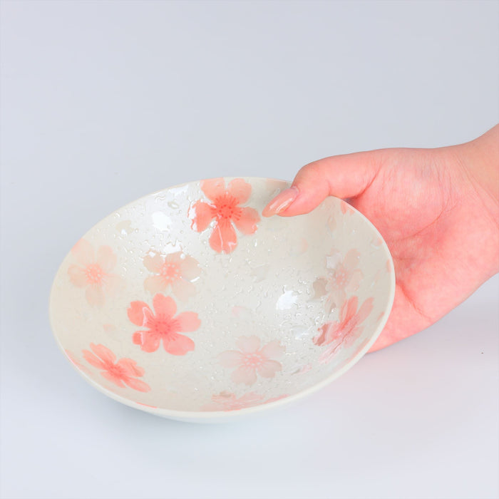 Kirameki Japanese Ceramic Serving Bowls Set, Set of 2-6.5 inch, Ai/Kurenai, Dessert and Salad Bowls