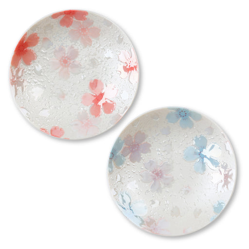 Kirameki Japanese Ceramic Small Appetizer Plates Set of 2-5 inch, Ai/Kurenai, Dessert and Cake Plate