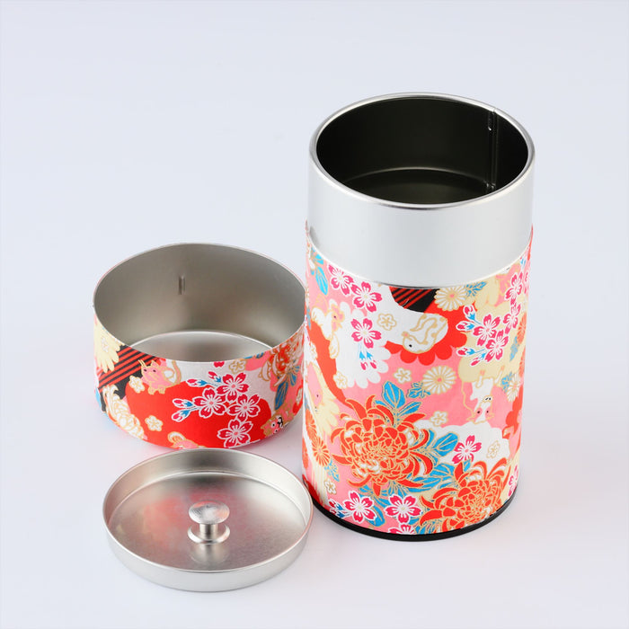 Mino Washi Pokkan Japanese Zodiac Pattern Storage Containers Red