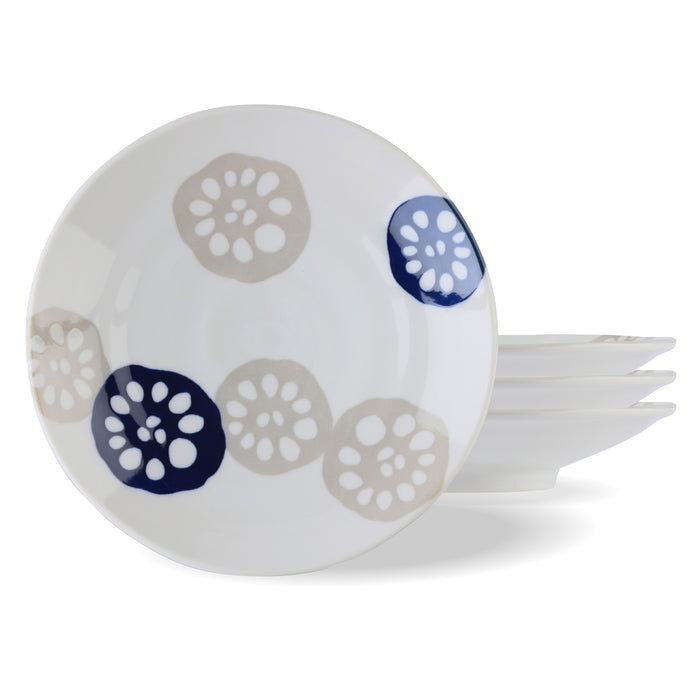 Mino Ware Renkon Lightweight Plates Set of 4, Blue - 6 inch