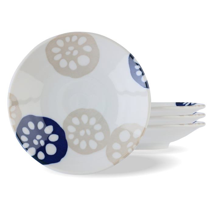Mino Ware Renkon Lightweight Plates Set of 4, Blue - 5 inch