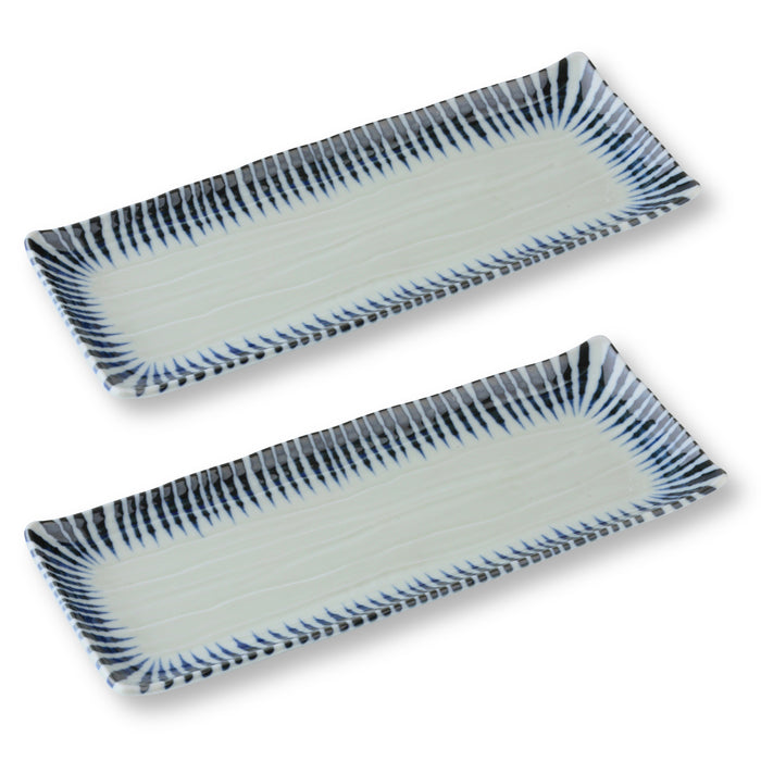 Mino Ware Sendan Tokusa Japanese Pattern Rim Plates Set of 2-5 inch
