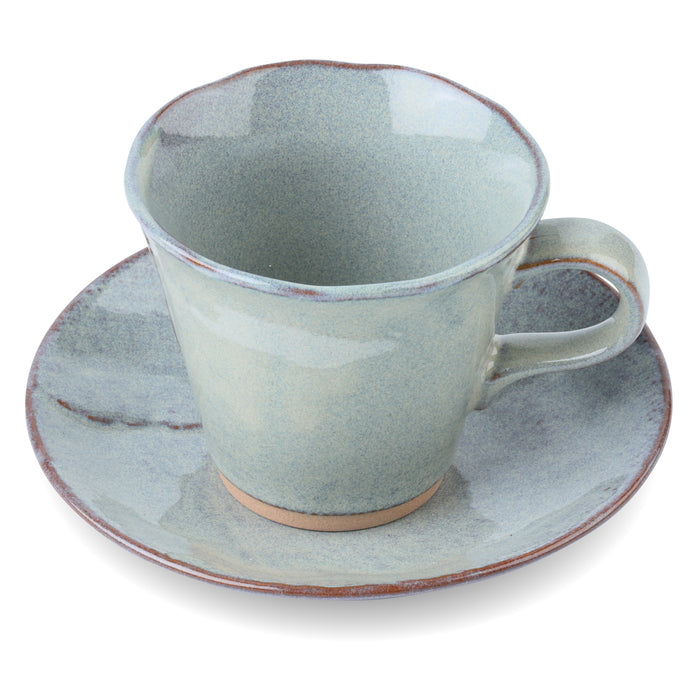 Mino Ware Kayame Cup & Saucer, Tekkinyo - 5.1 fl oz, Blue Gray