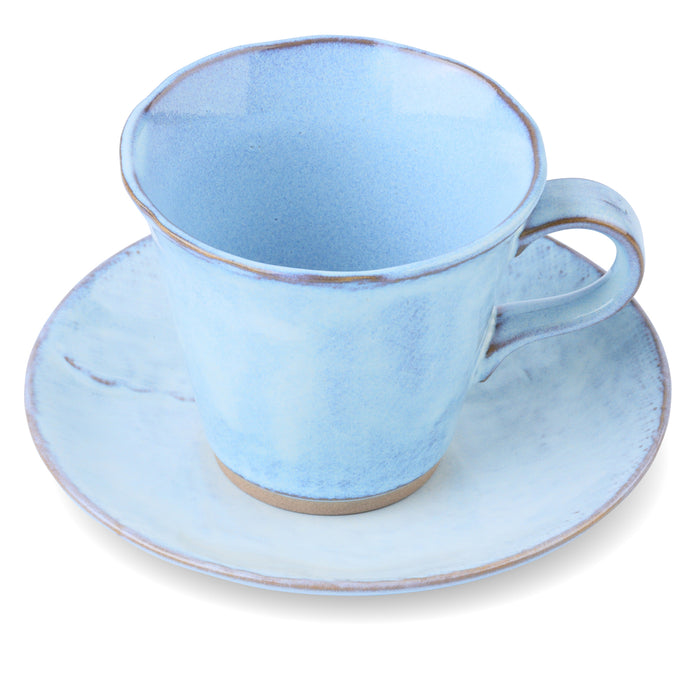 Mino Ware Kayame Cup & Saucer, Shirokinyo - 5.1 fl oz, Pale Light Blue