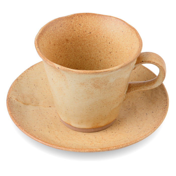 Mino Ware Kayame Cup & Saucer, Beige - 5.1 fl oz, Pale Beige