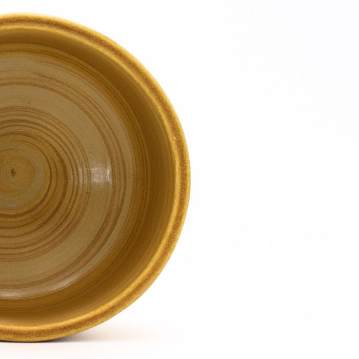 Ceramic Matcha Bowl 400ml 13.6 oz, Brush Stroke Pattern, Yellow