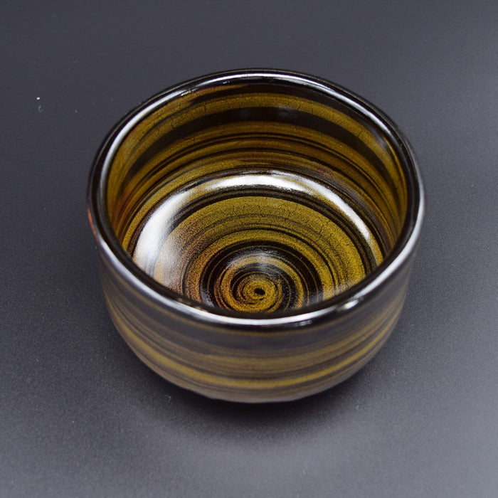 Ceramic Matcha Bowl 400ml 13.6 oz, Brush Stroke Pattern, Black