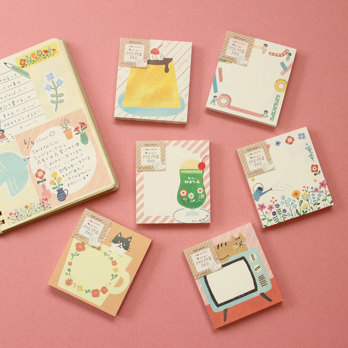 Watashibiyori 4 Designs Memo Pad Cats