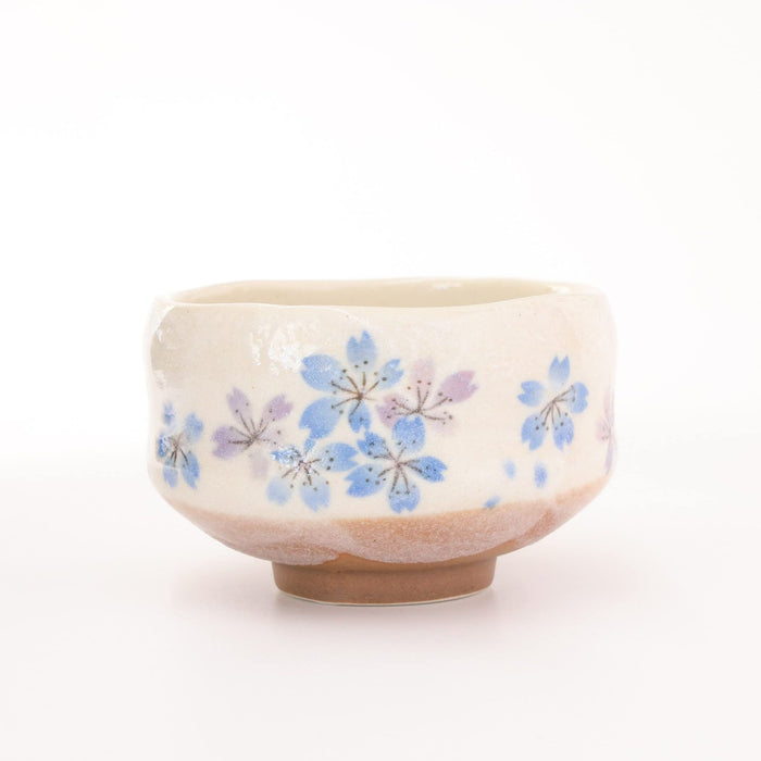 Mino Ware Mini Matcha Bowl, 3.7 inch, Heian-Sakura Blue, Japanese Pottery, Small Tea Bowl, 5.4 floz