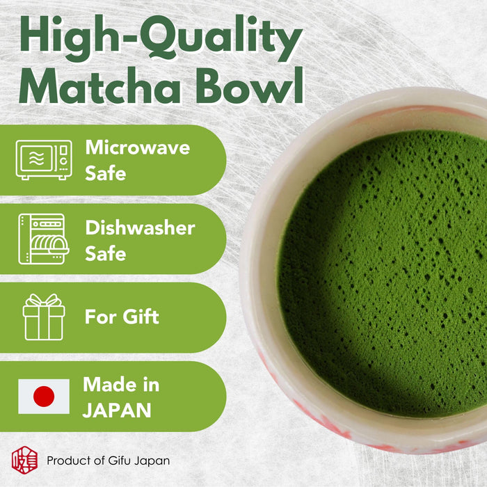 Mino Ware Mini Matcha Bowl, 3.7 inch, Heian-Sakura Blue, Japanese Pottery, Small Tea Bowl, 5.4 floz
