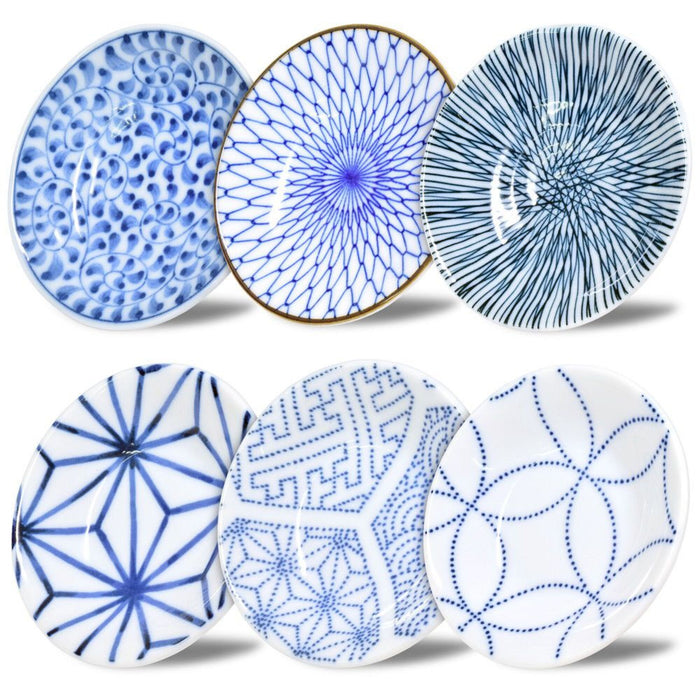 Japanese Plates Soy Sauce Dishes Sushi Mini Plate, Asian Plates, 3.93 inch, Set of 6