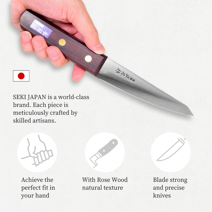 Seki Japan Masahiro Boning Knife Round Type, 150 mm (5.9 inch), honesuki Japanese Carbon Steel Rose Wood Handle