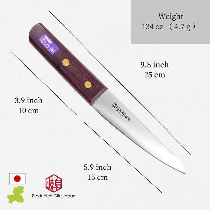 Seki Japan Masahiro Boning Knife Round Type, 150 mm (5.9 inch), honesuki Japanese Carbon Steel Rose Wood Handle