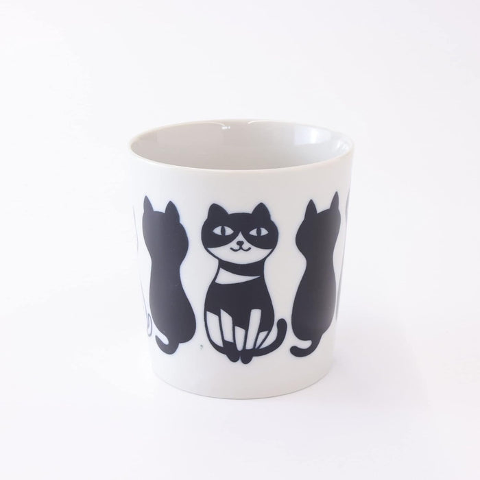 Mino Ware Mug Cup, Sitting Cats Design, Lightweight, Japanese Ceramic Mug Cup, Microwave/Dishwasher Safe, 9.1 floz
