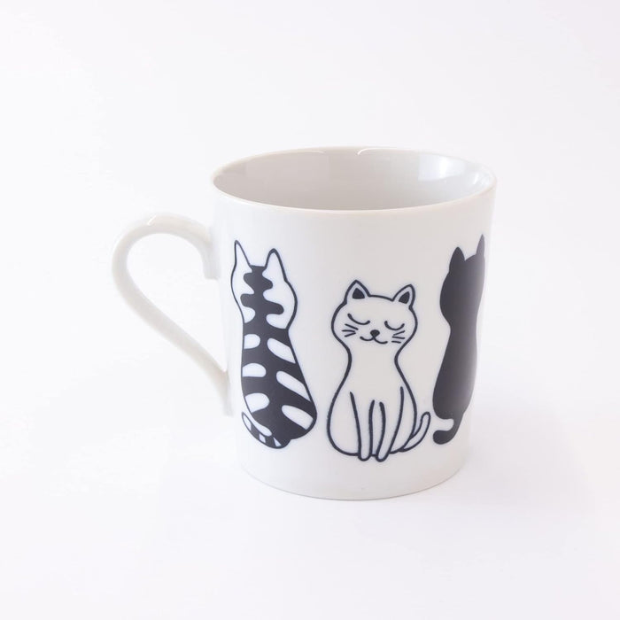 Mino Ware Mug Cup, Sitting Cats Design, Lightweight, Japanese Ceramic Mug Cup, Microwave/Dishwasher Safe, 9.1 floz