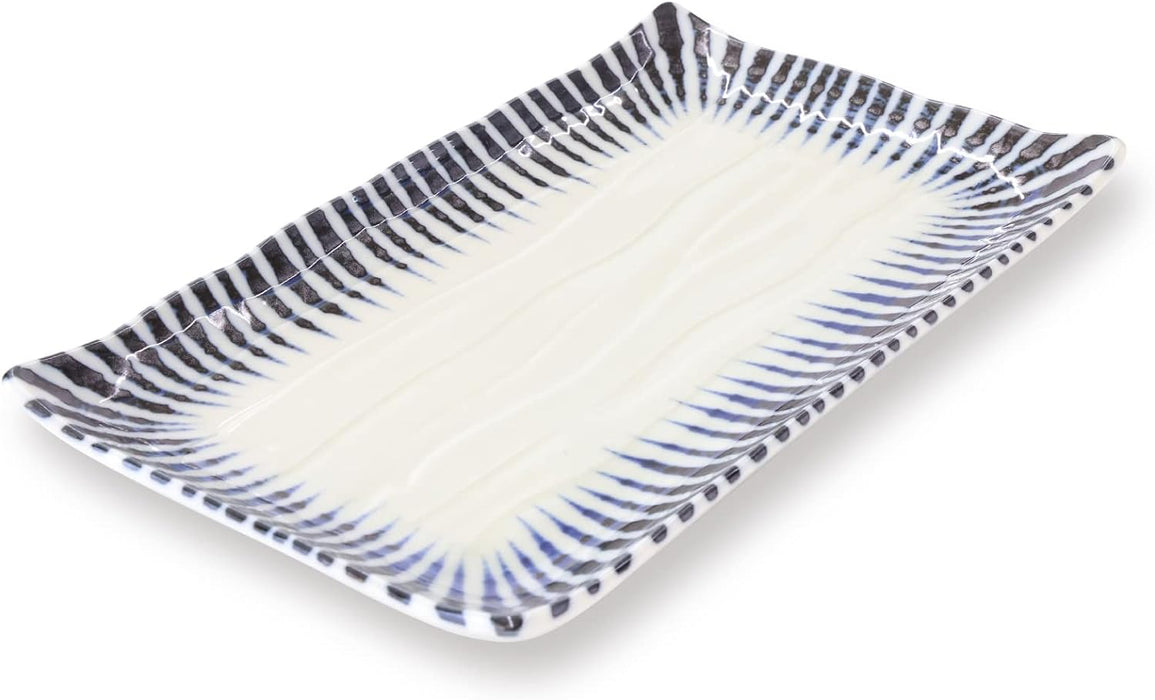 MIno Ware Sushi Plate, Sendan-Tokusa, 5.2", Japanese Traditional Design, Ceramic Plate, Microwave/Dishwasher Safe