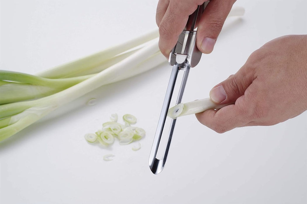 Seki Japan Professional Long Vegetable Peeler - Japanese Stainless Steel Blade with Plastic Safety Cover