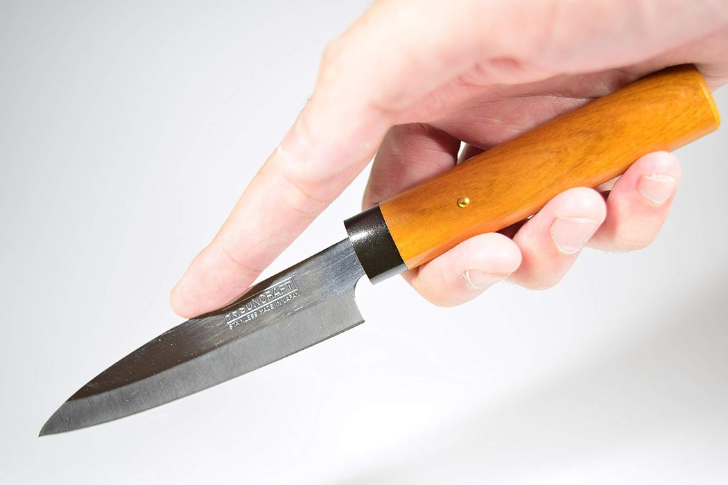 Japanese Fruit Knife - 3.7-inch Pointed-End Blade with Wooden Sheath | Seki-City Craftsmanship | Kitchen & Outdoor Essential