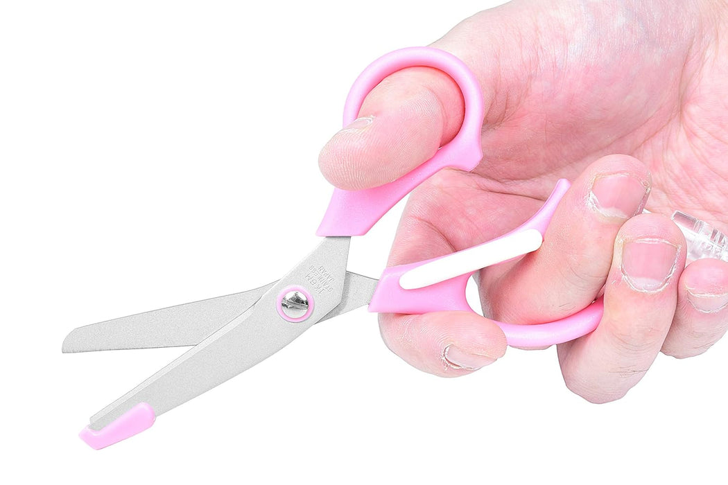 Seki Japan Medical Utility Scissor, Fluorine Coating Stainless Steel Blade 2 inch (53 mm), Pink Plastic Handle, for The Paramedic, EMT, Nurse