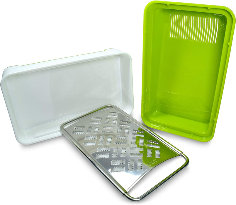 Seki Japan Box Cheese Grater with Container, 18/8 Stainless Steel Blad ...