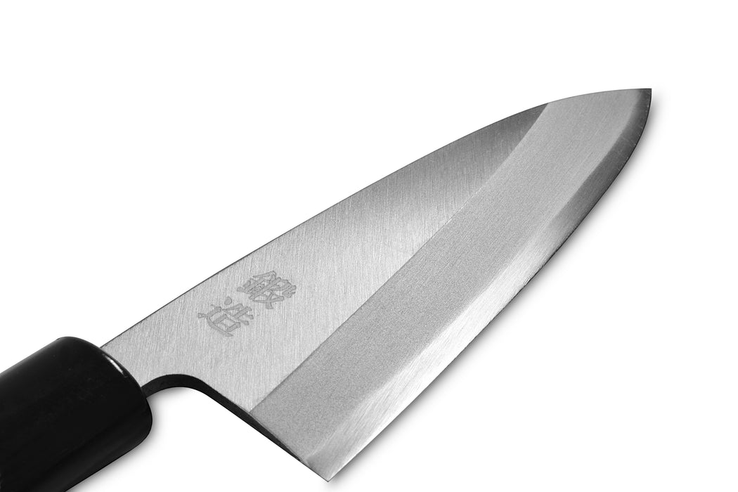 Seki Sanbonsugi Forged Japanese Small Deba Knife 4.1 inch (105mm) - Japanese Stainless Steel Kitchen Knives, Wooden Handle, Made in Seki Japan