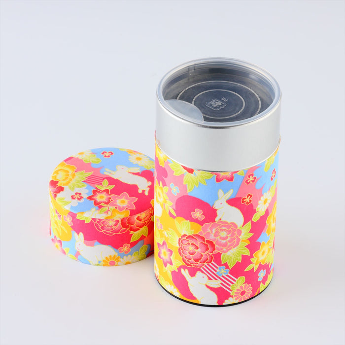 Mino Washi Pokkan Flower & Rabbits Pattern Storage Containers Pink