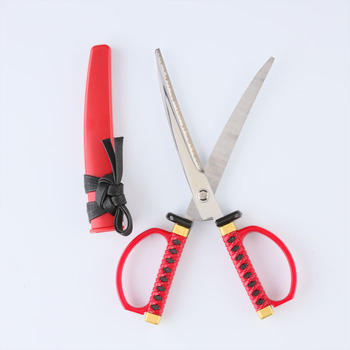 Japanese Samurai Sword Scissors Red — Product of Gifu Japan