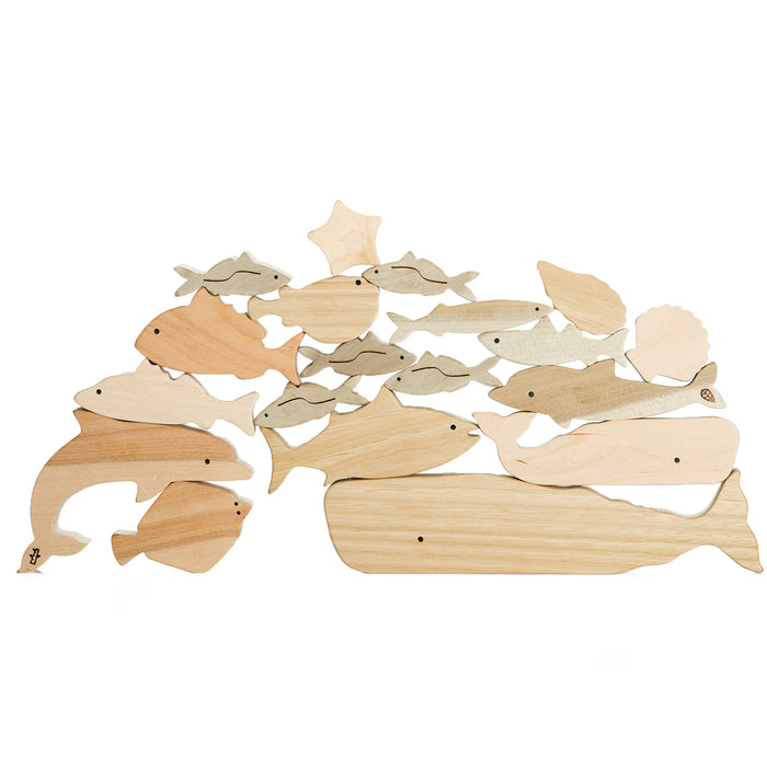 Oak Village Japanese Wooden Sea Creatures Blocks