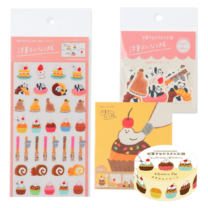 Cute Animal Studio Japanese Kawaii Decoration Paper Set - Sweets Collection for Personalizing Notebooks and Memo Pad