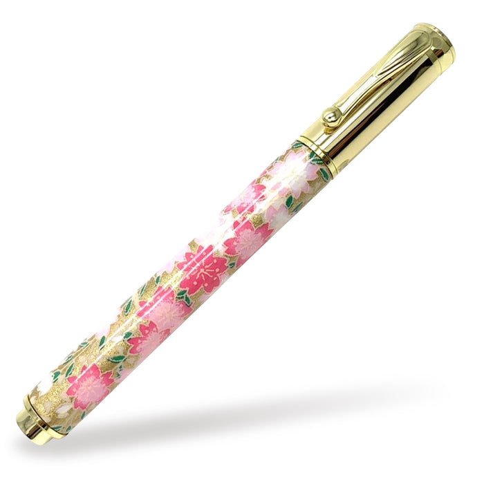 Yuzen Mino Washi Cap Type Medium Nib Fountain Pen Flowing Cherry Blossom