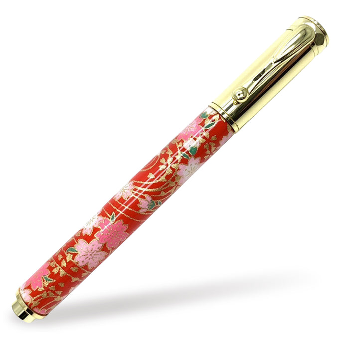 Yuzen Mino Washi Cap Type Medium Nib Fountain Pen Weeping Cherry Blossom