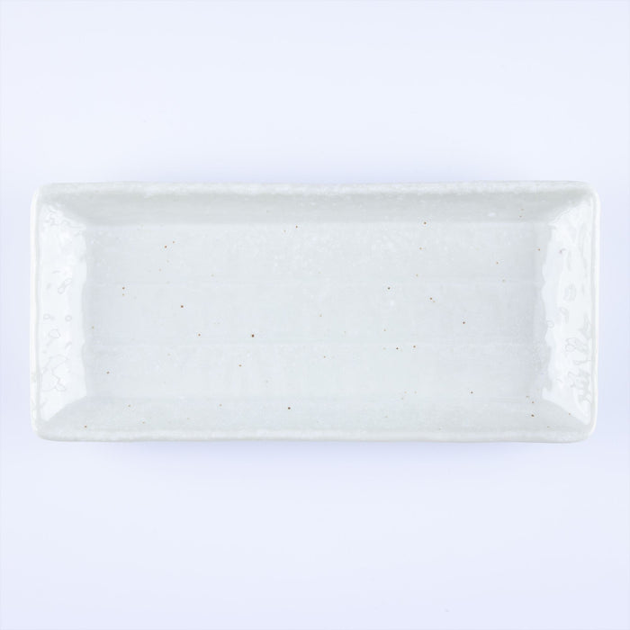 Mino Ware Kezuri Rectangle Sushi Plate Set of 2, Black/White - 9 inch