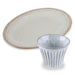 Mino Ware Oval Plate/Cup Set, Dot Rim Oval Plate Beige - 9 inch, Cup 7 fl oz