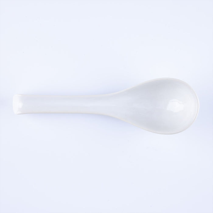Mino Ware Ramen Noodle Bowl with Soup Spoon, Multi-purpose Curved Bowl White - 44 fl oz, 7 inch
