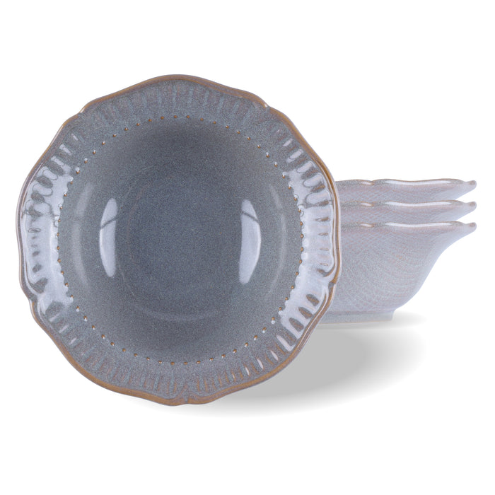 Nunome Rinka Japanese Ceramic Bowls Set of 4, Gray - 4 fl oz, 5 inch