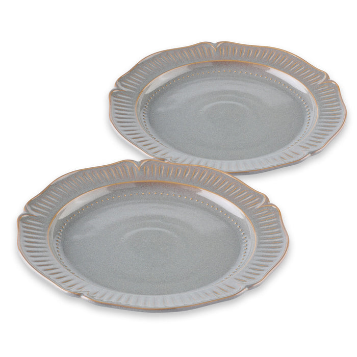 Nunome Rinka Japanese Ceramic Plates Set of 4, Gray - 8 inch