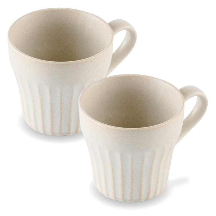 Shinogi Japanese Ceramic Mugs Set of 2, White - 9 fl oz, 4 inch