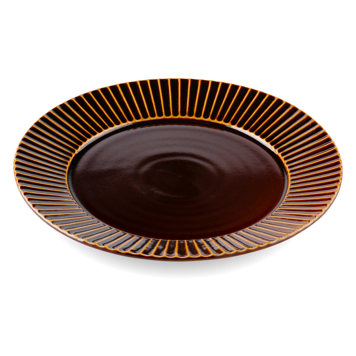 Kachosen Japanese Ceramic Plates Set of 2, Yellowish Brown - 9 inch