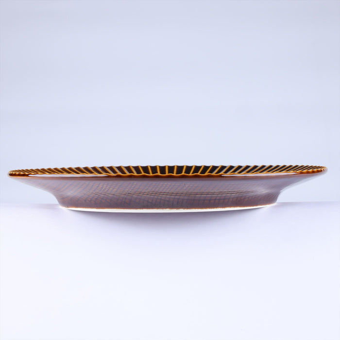 Kachosen Japanese Ceramic Plates Set of 2, Yellowish Brown - 9 inch