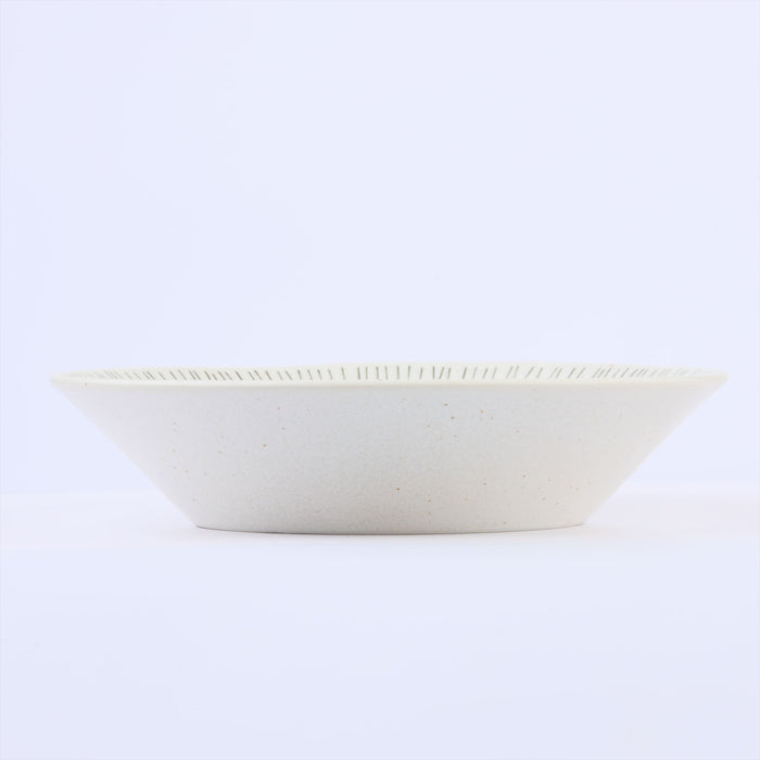Mino Ware Waia Monotone Designs Curved Plates Set of 2 Bowl White - 16 fl oz, 8 inch