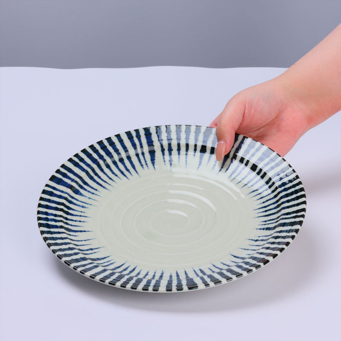 Mino Ware Sendan Tokusa Japanese Pattern Rim Plates Set of 2-9 inch