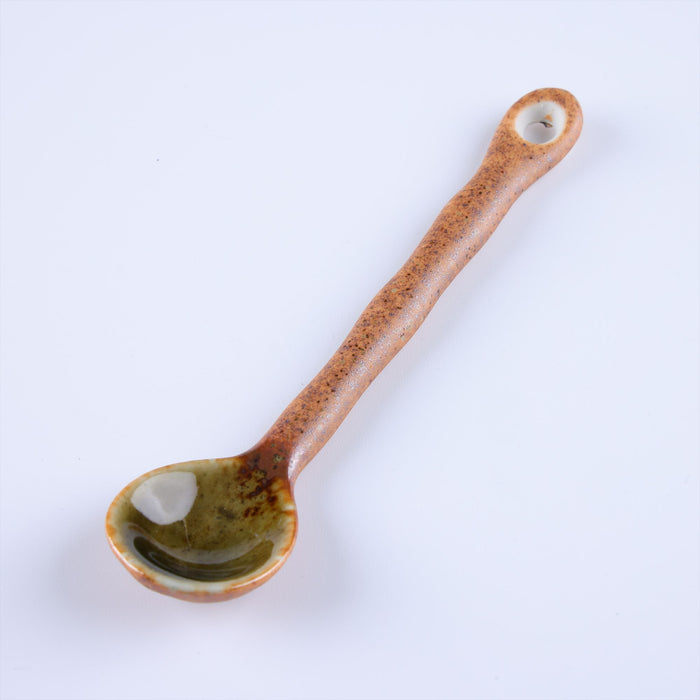 Mino Ware Ceramic Spoons Set of 4, Shigaraki Coffee Spoons Brown - 1 inch