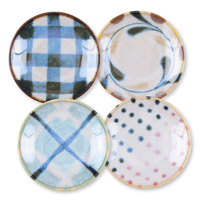 Mino Ware Appetizer Plates Set of 4, Brush Color Small plate - 4 inch, Brush Color-4a