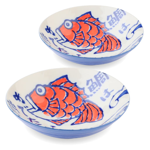 Etegami Japanese Ceramic Cereal Bowls, Sea Bream - 10 fl oz, 7 inch, Soup and Salad Bowl, Authentic Mino Ware Japan