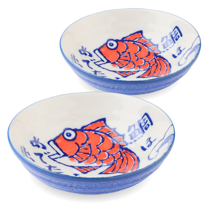 Etegami Japanese Ceramic Dessert Bowls, Sea Bream - 6 fl oz, 6 inch, Ice Cream and Dipping Bowl, Mino Ware Japan